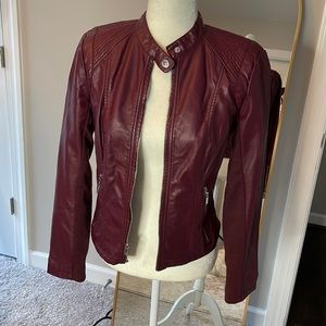 Express burgundy leather jacket